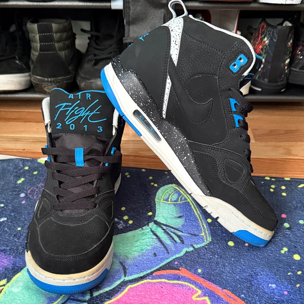 Black and Blue High-Top 2013 Air Jordan Flight Sneakers